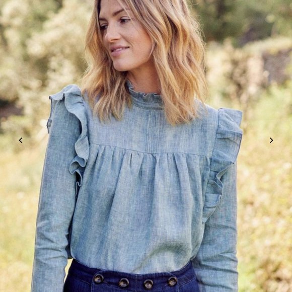 Sezane Tops - Sézane Juliette Blouse (Chambray)